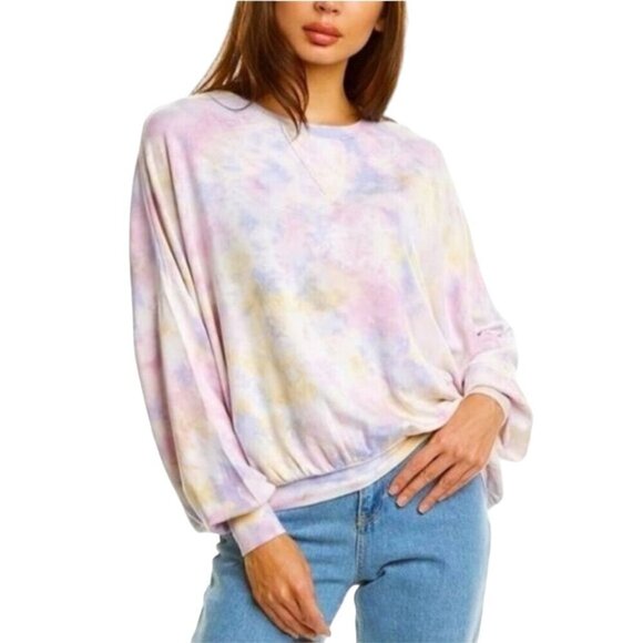 Young Fabulous & Broke Juliette Tie Dye Pastel Dolman Sleeve Sweatshirt Size M - Picture 1 of 7